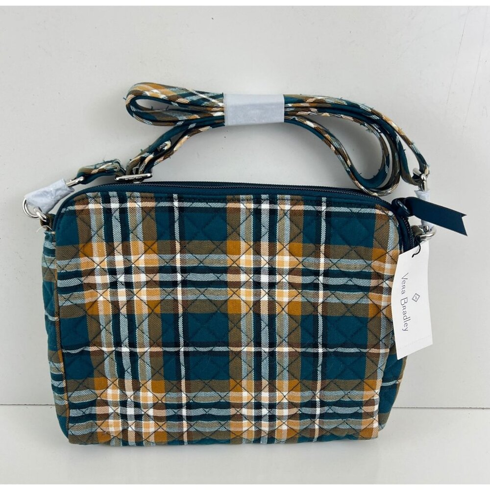 New Vera Bradley Triple Compartment Crossbody Handbag Orchard Plaid NWT - Picture 2 of 6